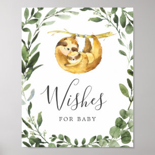 Sloth Baby Shower Wishes For Baby Sign