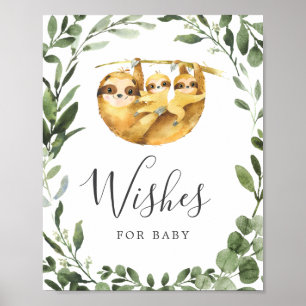 Sloth Baby Shower Wishes For Baby Sign