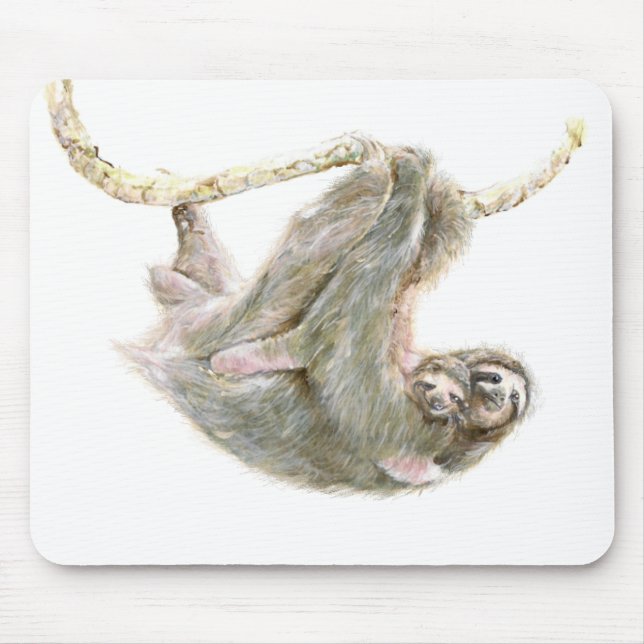 Sloth, baby with mum "Big Hugs" Mouse Mat (Front)