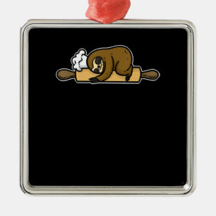 Sloth baker funny cute chef cook kitchen gift metal tree decoration