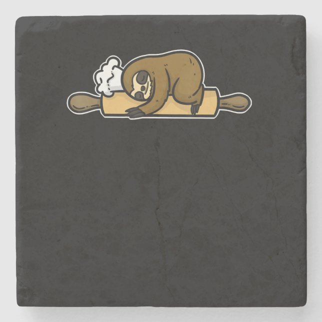 Sloth baker | funny cute chef | cook kitchen gift stone coaster (Front)