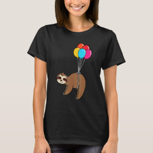 Sloth Balloon Birthday Party Hat Bday Lazy Animal T-Shirt
