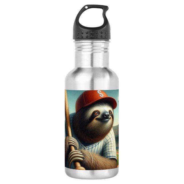 Sloth Baseball Player 710 Ml Water Bottle (Front)