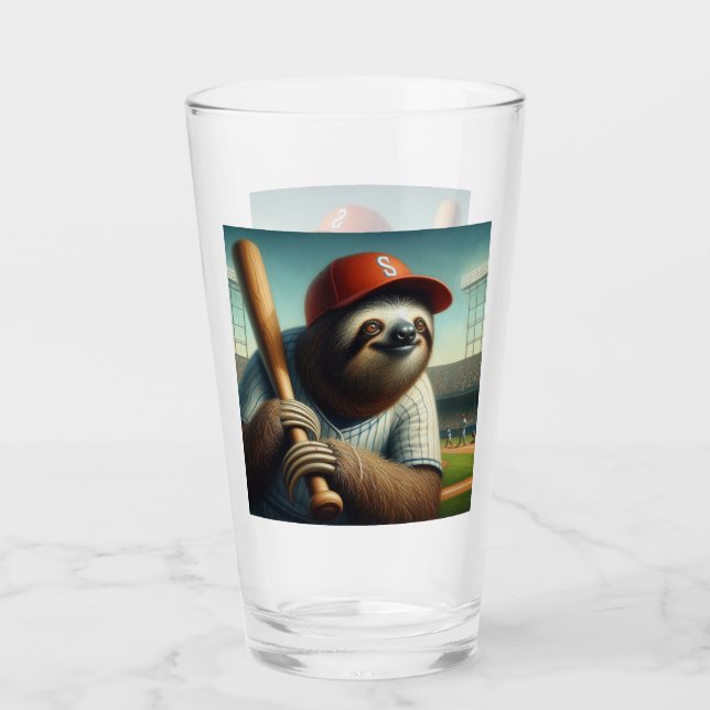 Sloth Baseball Player Glass (Front)