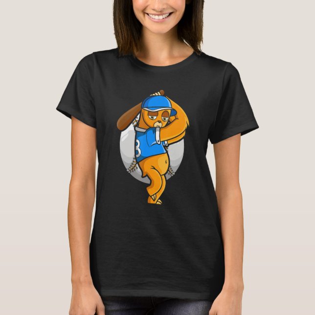 Sloth Baseball Sloth Retro Baskeballer Baseball Pl T-Shirt (Front)