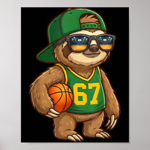 Sloth Basketball 67 Gen Alpha Slang Srts Men Boys  Poster