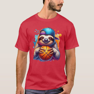 Sloth Basketball Player Funny Sports Design funny  T-Shirt