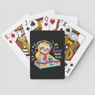 Sloth Beats retro vintage vibrant Playing Cards
