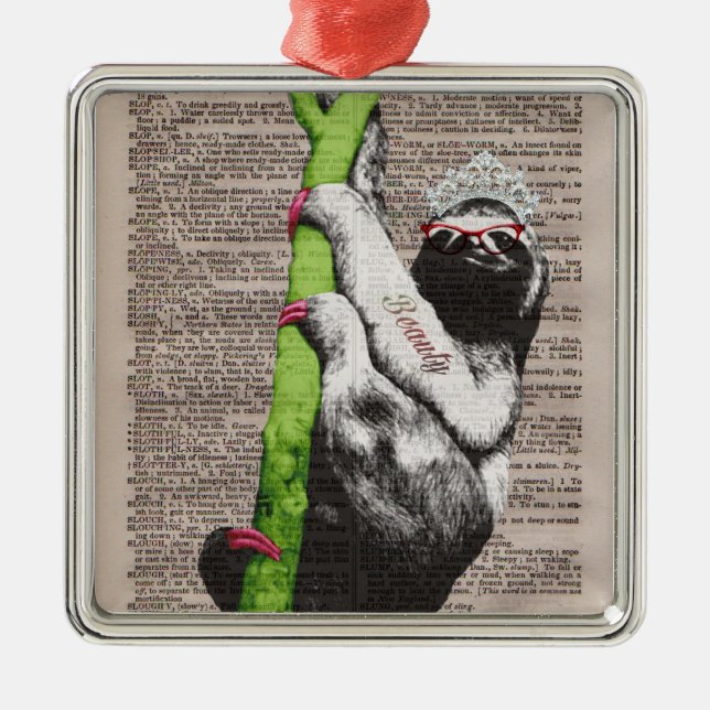 Sloth Beauty Queen Ornament (Front)