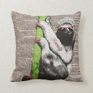 Sloth Beauty Queen Throw Pillow