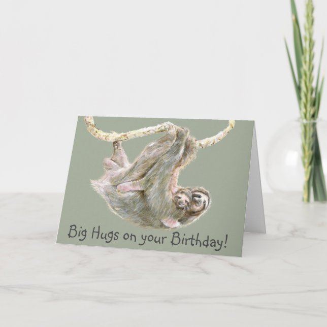 Sloth "big hugs on your birthday" card (Front)