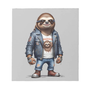 Sloth Biker Rebel Leather Jacket Cool Style Urban Notepad
