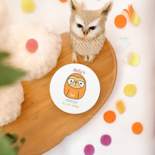 Sloth Birthday Cartoon Classic Round Sticker