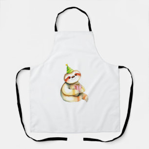 Sloth birthday gift cute funny happy party hat Cla Apron