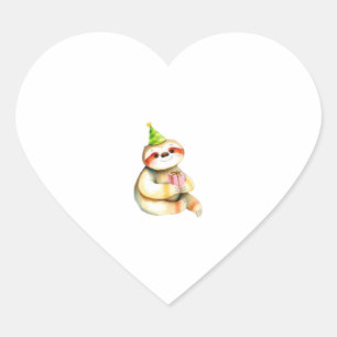 Sloth birthday gift cute funny happy party hat Cla Heart Sticker