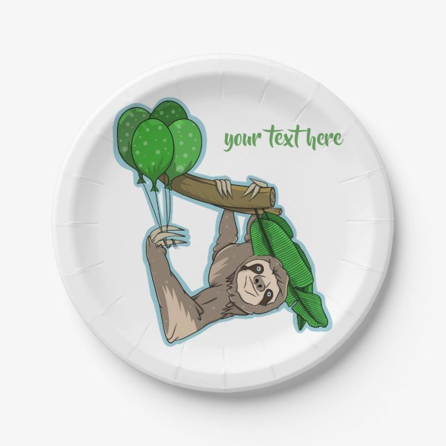 Sloth birthday paper plate (Front)