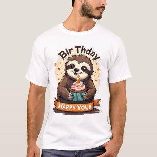 Sloth Birthday Shirt Vintage Cake Animal Graphic