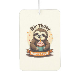 Sloth Birthday Shirt Vintage Cake Animal Graphic Car Air Freshener