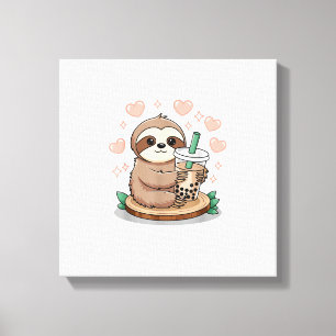 Sloth Boba Tea Bubble Tea T-Shirt Canvas Print