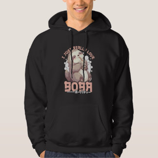 Sloth Boba Tea Kawaii Bubble Tea Sloth Anime Neko  Hoodie