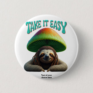 Sloth Boho Hippie custom personalised Hippie  6 Cm Round Badge