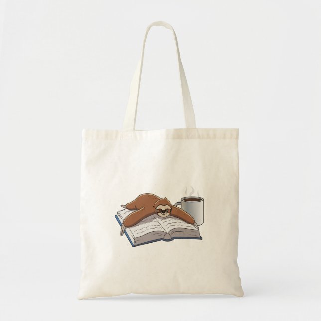 Sloth-Book-coffee Tote Bag (Front)