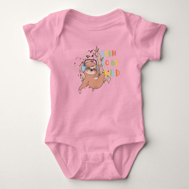 Sloth Born to be Wild baby Bodysuits (Front)
