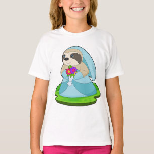 Sloth Bride Bunch of flowers Wedding T-Shirt