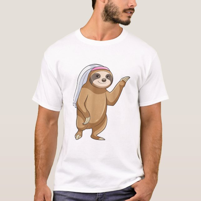 Sloth Bride Veil Wedding T-Shirt (Front)