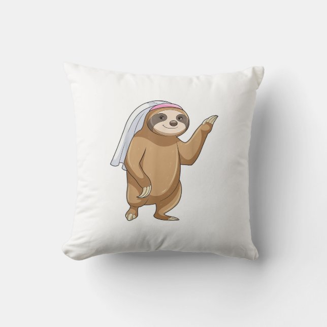 Sloth Bride Veil Wedding T-Shirt Cushion (Front)