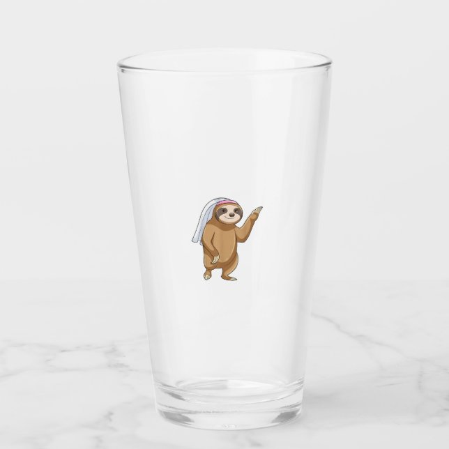 Sloth Bride Veil Wedding T-Shirt Glass (Front)