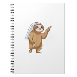 Sloth Bride Veil Wedding T-Shirt Notebook