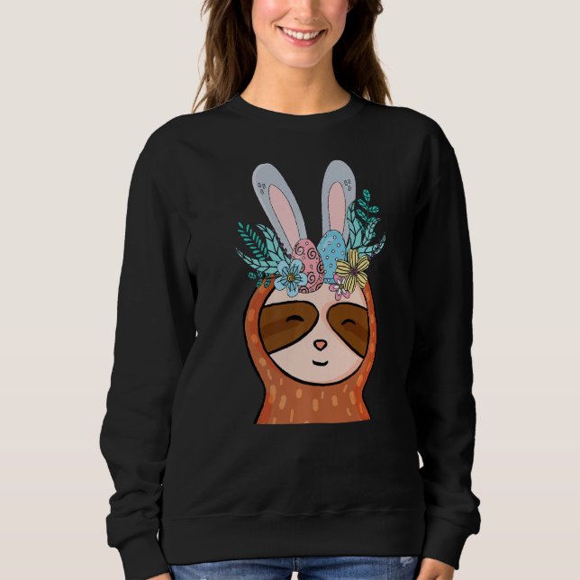 Sloth Bunny Easter Day Cute Rabbit Egg Hunt Boys G Sweatshirt (Front)