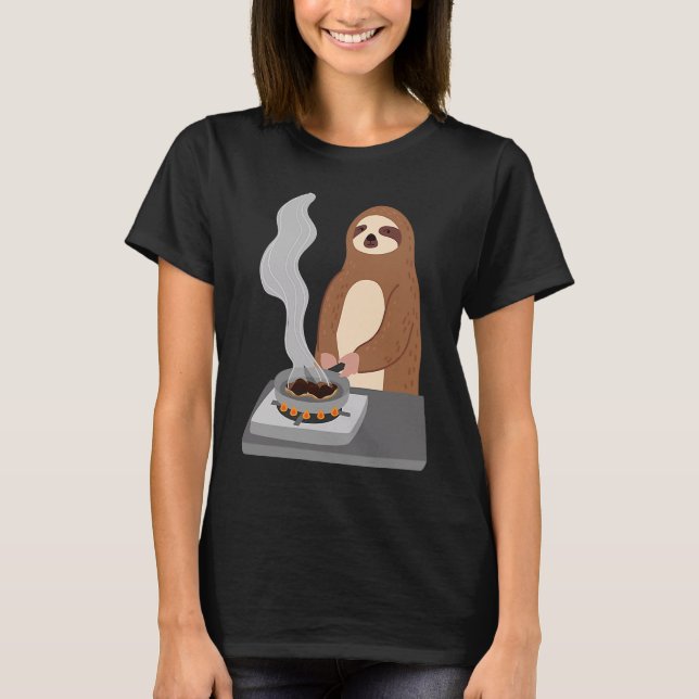 Sloth Burns Food Cooking Hobby Chef Ironic Sloth T-Shirt (Front)