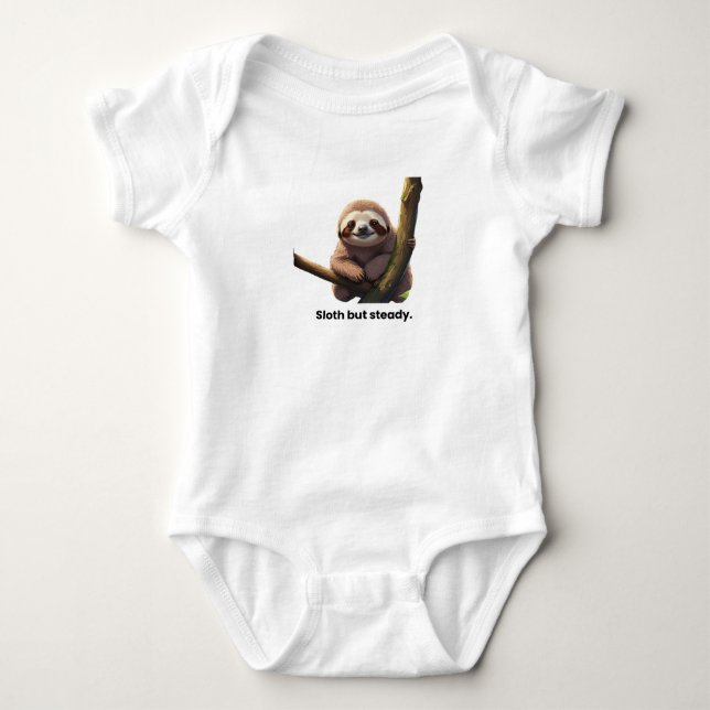 SLOTH BUT STEADY BABY BODYSUIT (Front)