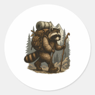 Sloth Camping Hiking Classic Round Sticker