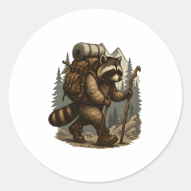 Sloth Camping Hiking Classic Round Sticker (Front)