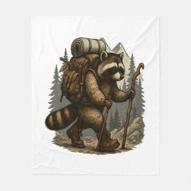 Sloth Camping Hiking Fleece Blanket (Front)