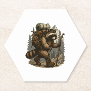 Sloth Camping Hiking Paper Coaster