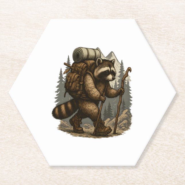 Sloth Camping Hiking Paper Coaster (Front)