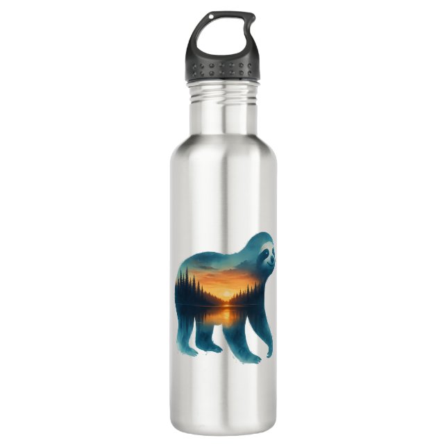 Sloth Camping Lover 710 Ml Water Bottle (Front)