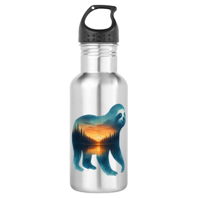 Sloth Camping Lover 710 Ml Water Bottle (Front)