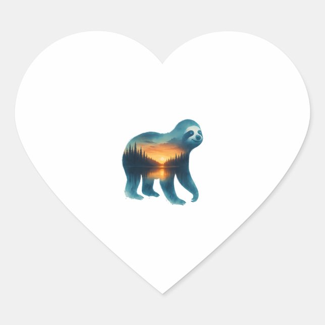 Sloth Camping Lover Heart Sticker (Front)