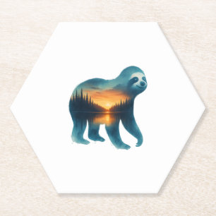 Sloth Camping Lover Paper Coaster