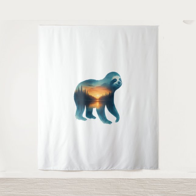Sloth Camping Lover Tapestry (Front)