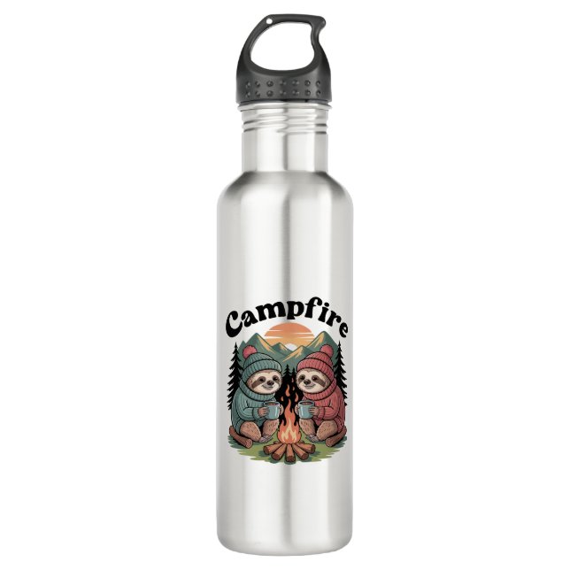 Sloth camping Team Official campfire 710 Ml Water Bottle (Front)