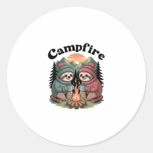 Sloth camping Team Official campfire Classic Round Sticker