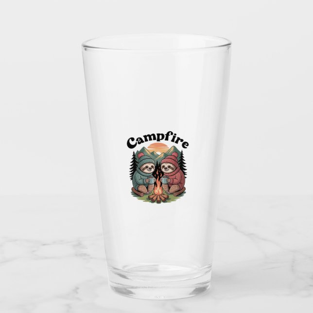 Sloth camping Team Official campfire Glass (Front)