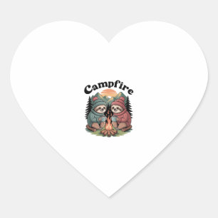 Sloth camping Team Official campfire Heart Sticker