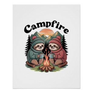 Sloth camping Team Official campfire Poster